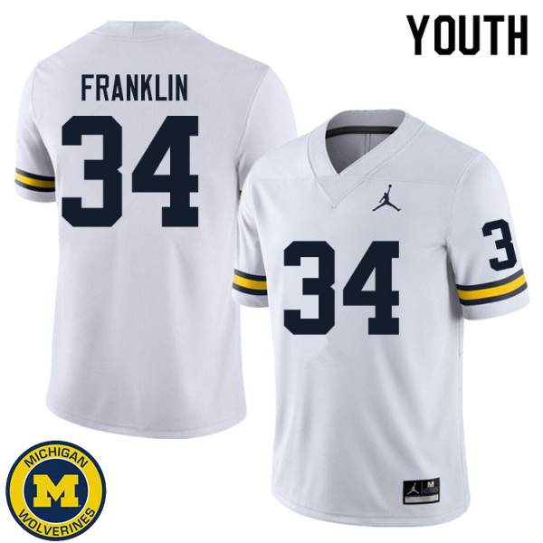 Youth Michigan Wolverines #34 Leon Franklin White University Jersey